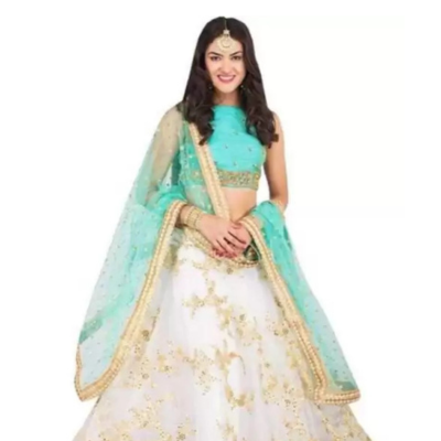 Embroidered, Self Design, Solid, Embellished Semi Stitched Lehenga Choli (Multicolor)